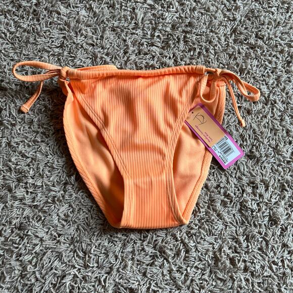 NWT! Juniors' Ninety-Nine° Tunnel Side-Tie Orange Bikini Bottoms Size X-Small - Picture 6 of 6